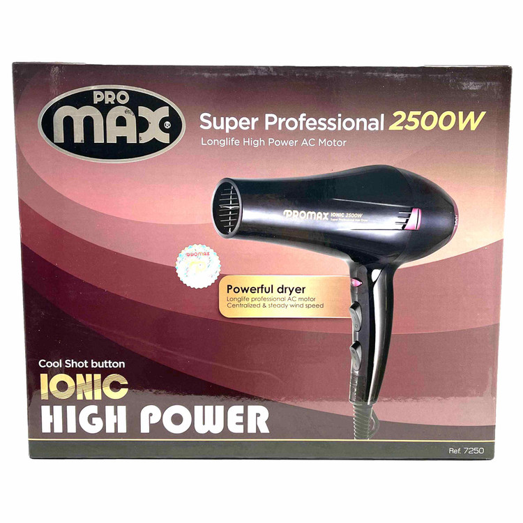 سشوار حرفه ای 2500 وات پرومکس مدل 7250.وات موتور ۲۵۰۰ وات نوع موتور : AC
